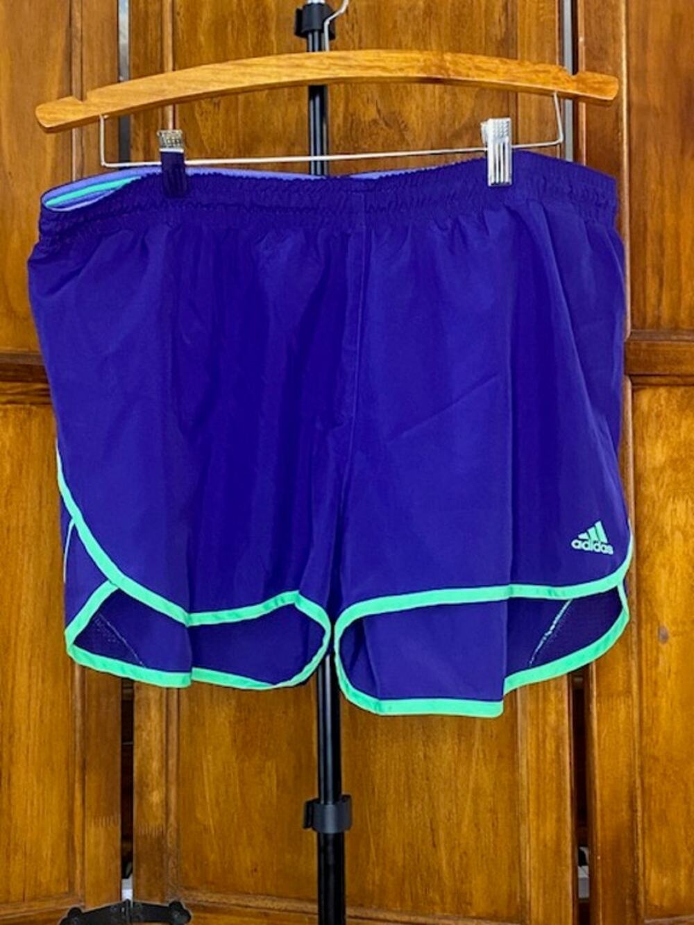 adidas Women’s XL Athletic Running Shorts Purple Neon Green Trim